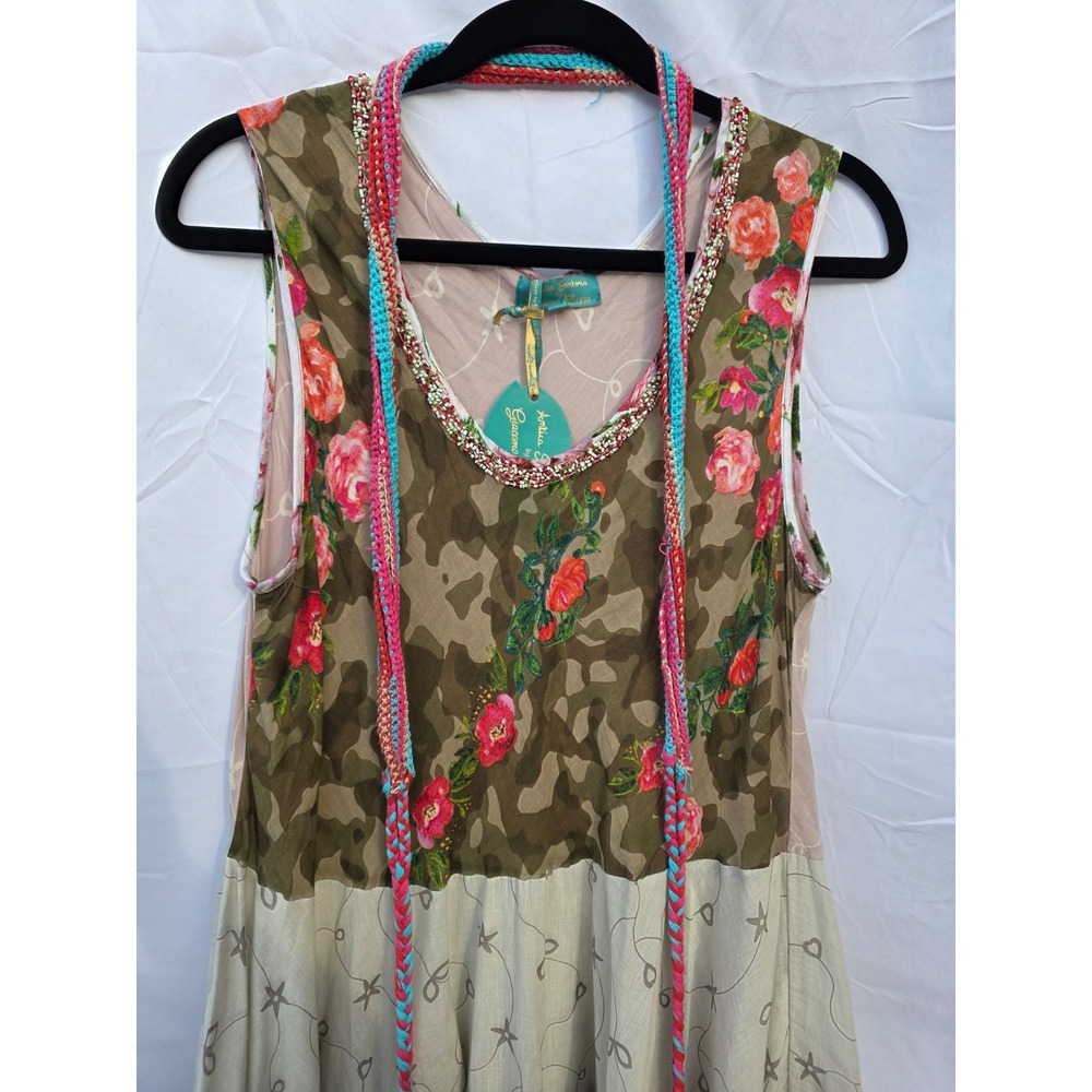 Antica Sartoria Giacomo Cinque Camo Floral Patchwork Beaded Maxi Dress Womens L - Picture 2 of 13